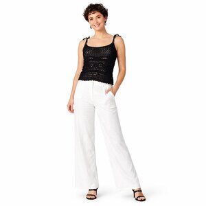 ZARA Black Small Crochet Knit Cotton Tank Top With Adjustable Tie Straps